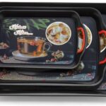 Jiyansh Serving Tray Set Of 3,Trays For Kitchen Snacks,Tea Tray (Black Or White) Tray(Pack Of 3)