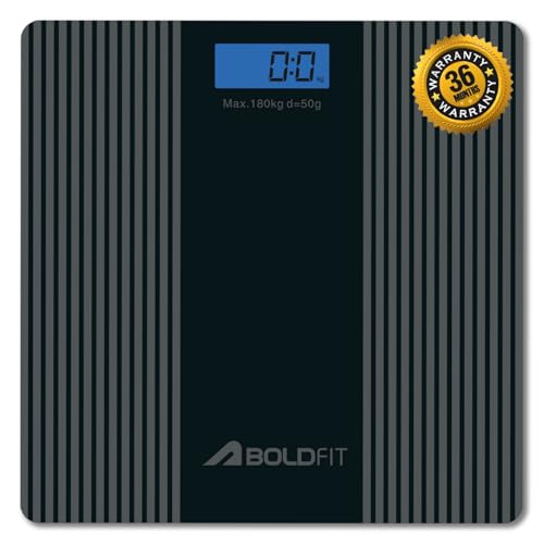 Boldfit Weight Machine For Body Weight Weighing Machine Digital Bathroom Scale For Human Body Weight Extra Thick Weighing Scale For Home With Large Lcd Display 36 Months Warranty -Nexus, Black