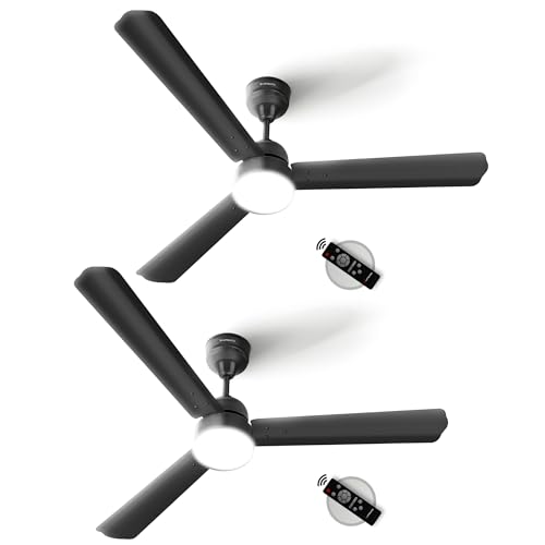 Longway Luminair 1200 Mm Bldc Ceiling Fan With Remote Control | Bee 5 Star Rated Energy Efficient | Ultra High Speed 3 Blade Anti-Dust Decorative | 5 Years Warranty (Smoked Brown, Pack Of 2)