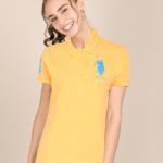 U.S. Polo Assn. Embroidered Women Polo Neck Yellow T-Shirt