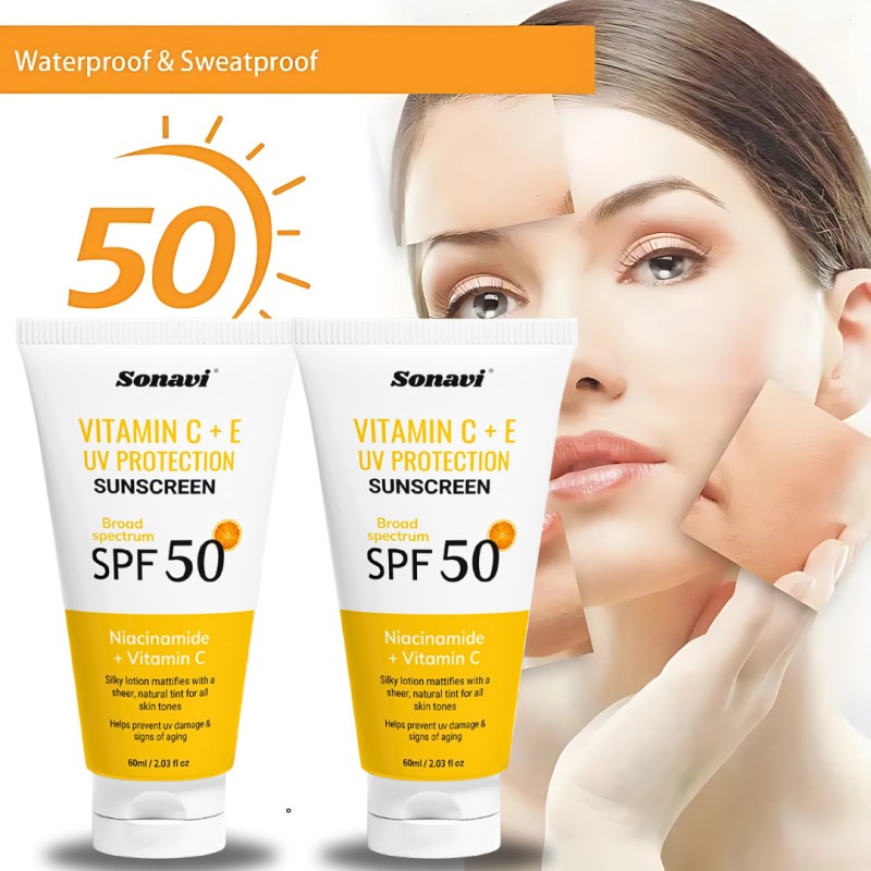 Sonavi Sunscreen – Spf 50+ Pa+++ Sunscreen Cream Daily Glow With Vitamin C+E For Sun Protection(120 Ml)