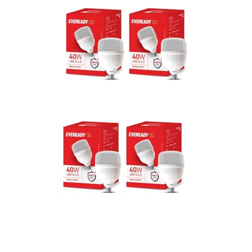 Eveready 40W Led Hammer Bulb | High Cri & High Efficiency | Energy Efficient | Mercury-Free | 4Kv Surge Protection | 100 Lumens Per Watt | Cool Day Light (6500K) (Pack Of 4)