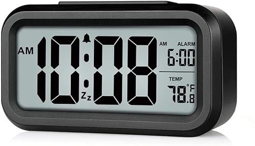 Cbk Digital Alarm Clock Table Clock For Students, Home, Office, Corporate With Automatic Sensor, Date & Temperature (Black Digital)