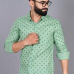 Fubar Men Printed Casual Light Green Shirt