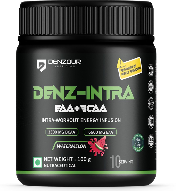 Denzour Nutrition Denz- Intra Workout Powder Energy Infusion Formula With 3300Mg Bcaa, 6600Mg Eaa Bcaa(100 G, Watermelon)