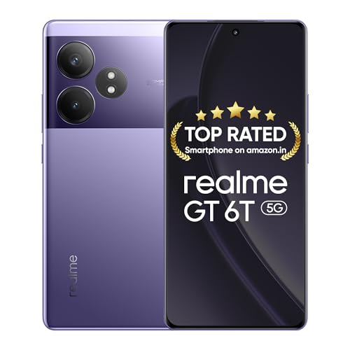 Realme Gt 6T (Miracle Purple,12Gb Ram+256Gb Storage) | India’S 1St 7+ Gen 3 Flagship Chipset | 1.5M + Antutu Score | 5500Mah+120W | The World’S Brightest Flagship Display