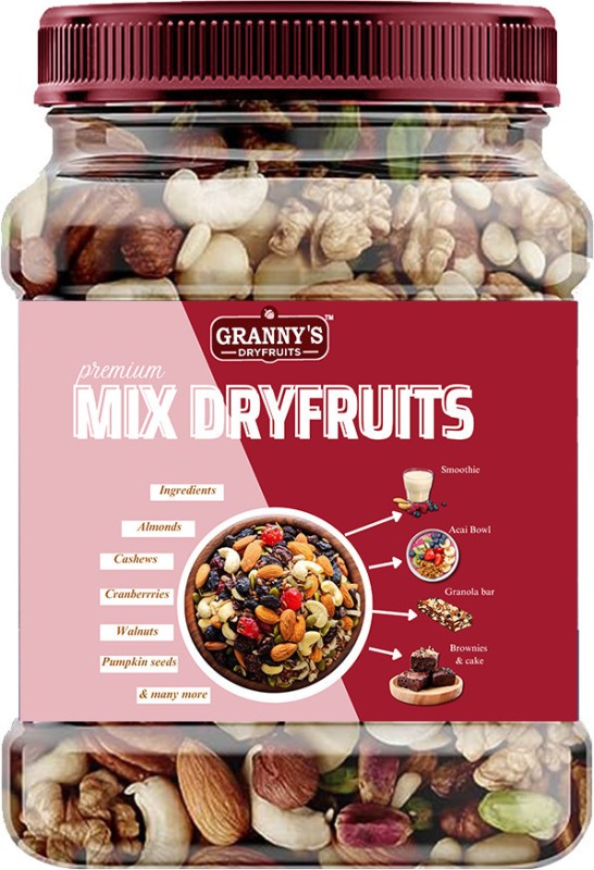 Grannys Dryfruits Healthy Nutmix|Fitness Trail Mix| Mixed Dryfruits |Premium Nutmix(500 Grams) Almonds, Cashews, Black Currant, Cranberries, Kiwi, Amla(500 G)