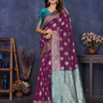 Sareya Veela Woven Kanjivaram Pure Silk, Art Silk Saree(Purple)