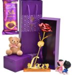 Cadbury Dairy Milk Silk Red Rose Love Stand Teddy Bear Kissing Couple Valetines Gift Bars(4 X 1 Units)