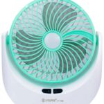 Zuvuzu High Speed Rechargeable Table Fan With Led Light, For Home, Office, Kitchen 5 Star 1400 Mm 3 Blade Table Fan(Ultra High Speed | Green | Pack Of 1)