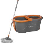 Lifelong Plastic Spin Floor Mop Set With Bucket & 360 Degree Spinner, Microfiber Refills Mop Set