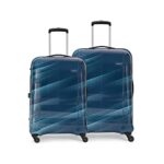 Aristocrat Force (55 Cm+76 Cm) Acrylonitrile Butadiene Styrene(Abs) Pack Of 2(Cabin+Large) 4 Spinner Wheels Hardsided Scuba Blue Suitcase Sets