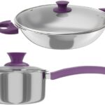 Lifelong Lltpc1 Combo Kadhai (20 Cm), Saucepan With Lid (16 Cm) Induction Bottom Cookware Set(Triply, 2 – Piece)