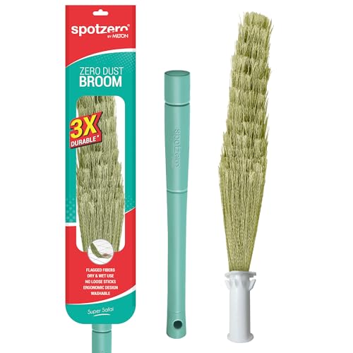 Spotzero By Milton Zero Dust Broom Small, Floor Cleaning| Small, Aqua Green | Home Cleaning | Jhadu