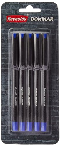 Reynolds Dominar Bp 5 Ct Blister – Blue | Ball Point Pen Set With Comfortable Grip | Pens For Writing | School And Office Stationery | Pens For Students | 0.7 Mm Tip Size