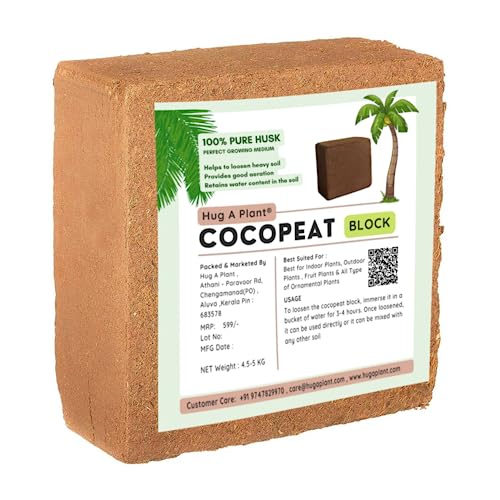 Hug A Plant | Cocopeat Brick/Block 4.5 Kg (Home & Garden) (Pack Of 1)