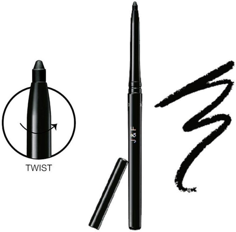J & F Long Stay Waterproof Smudge Proof Pencil Kajal(Black, 6 G)