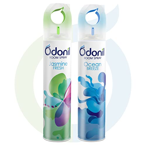 Odonil Air Freshener Room Spray – 440 Ml Combo (Pack Of 2, 220Ml Each) | Jasmine Fresh & Ocean Breeze | Nature Inspired Fragrance For Home & Office | Long Lasting Fragrance | Instant Freshness