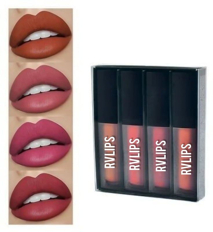 Rvlips Nude Edition Long Lasting Sensational Liquid Matte Lipstick Non Transfer Set Of4(Nude Seina, Nude Brown, Nude Pink, Nude, 12 Ml)