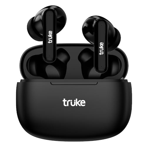 Truke Air Buds Lite True Wireless In Ear Earbuds With 10H Single Charge Playtime, Gaming Mode, Enc, Aac Codec, Bluetooth 5.1, Ipx4 (Black)