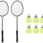 Monika Sports 2 Double Shaft Racquet With 6 Pc Nylon Shuttle Badminton Kit