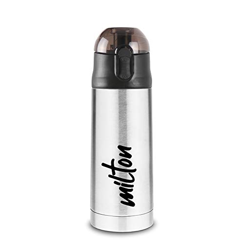 Milton New Crown 400 Thermosteel Hot Or Cold Water Bottle, 350 Ml, Silver