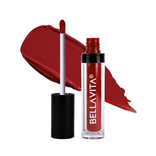 Bellavita Kiss-Proof Liquid Lipstick | 3.8 Ml | 18-Hr Stay | Transferproof Lipstick | Long Lasting | Ultra Matte Finish | Intense Moisturisation | Waterproof Liquid Lipsticks For Women | Scarlet Red