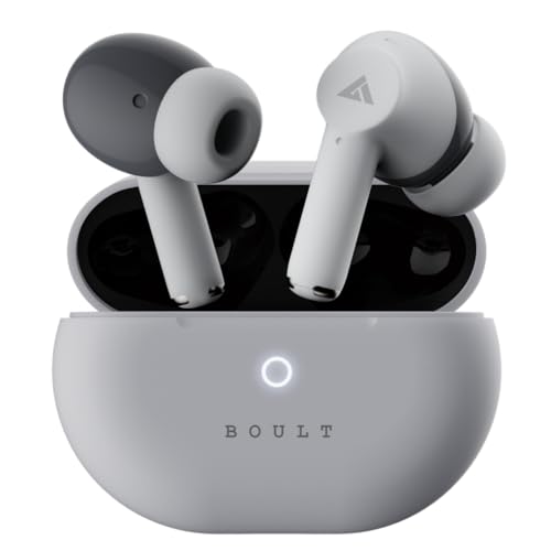 Boult Audio K40 True Wireless In Ear Earbuds With 48H Playtime, Clear Calling 4 Mics, 45Ms Low Latency Gaming, Premium Grip, 13Mm Bass Drivers, Type-C Fast Charging, Btv 5.3 Ear Buds Tws (Ivory White)