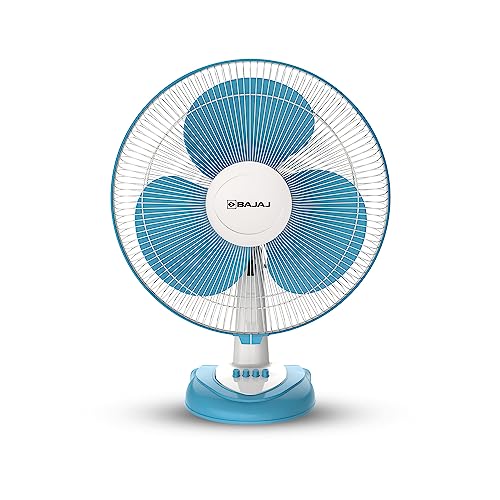 Bajaj Frore Neo Table Fan 400 Mm | Table Fans For Home & Office |Aerodynamically Balanced Blades| 100% Coppermotor| Highair Delivery|3-Speed Control| 2-Yr Warranty Blue