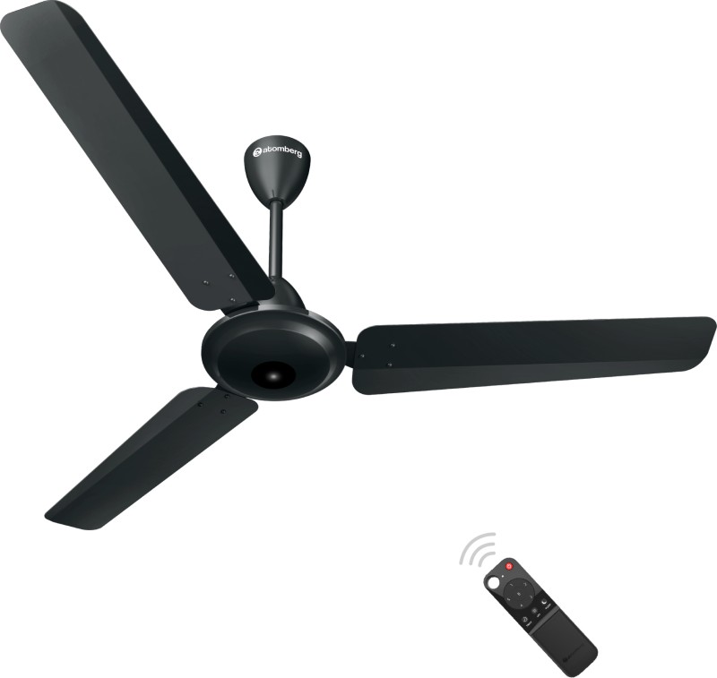 Atomberg Ameza | High Air Delivery | Low Noise | Classic Design | 5 Star 1200 Mm 3 Blade Ceiling Fan(Bldc Motor With Remote | Gloss Black | Pack Of 1)
