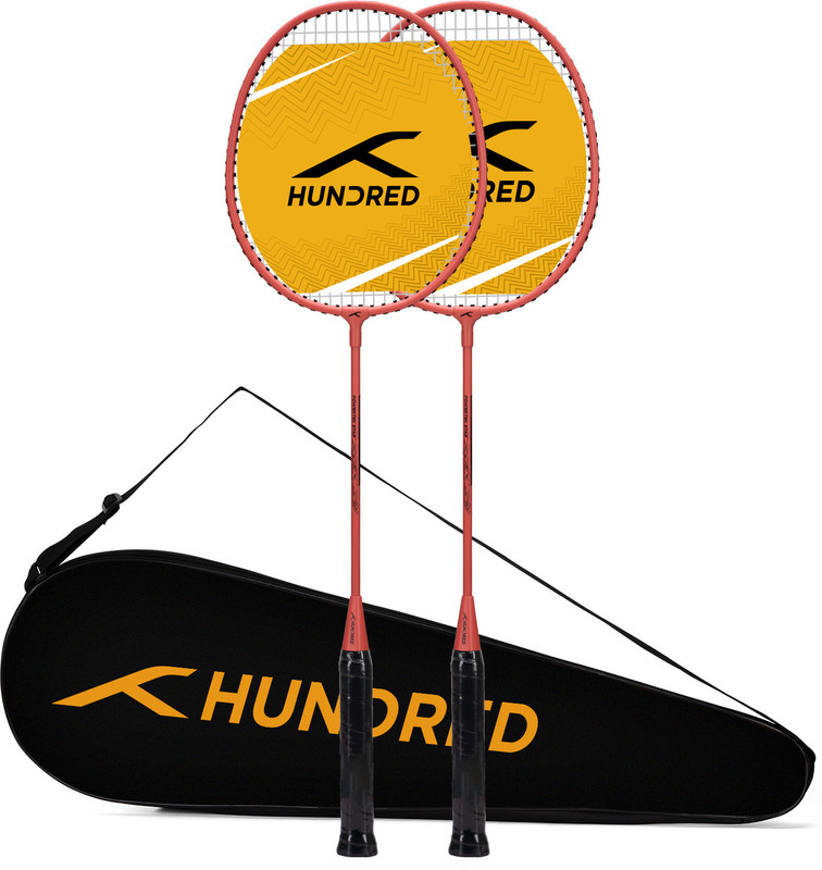 Hundred Powertek Star Yellow Strung Badminton Racquet(Pack Of: 2, 78 G)