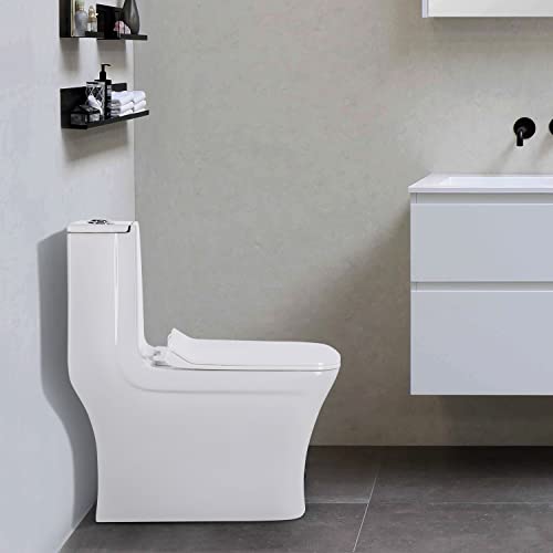 Krisskross Premium Western Floor Mounted One Piece Water Closet Ceramic Western Toilet/Commode/European Commode Square With Soft Close Seat Cover For Lavatory, Toilets (S-Trap Outlet Is From Floor)