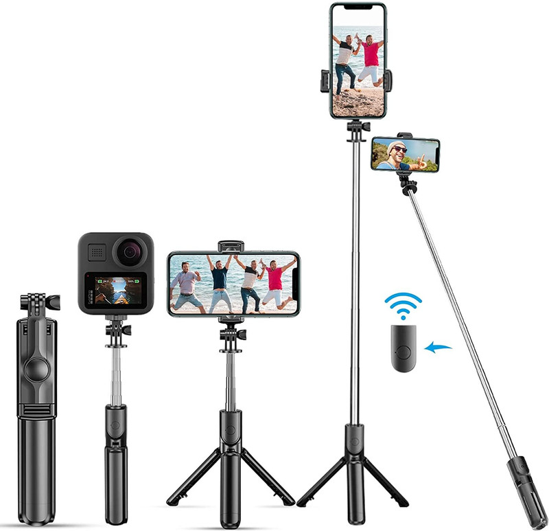 Hold Up Bluetooth Selfie Stick(Black, Remote Included)