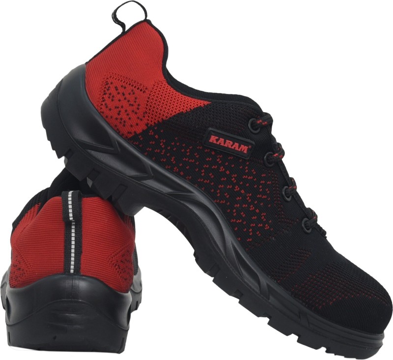 Karam Composite Toe Fabric Safety Shoe(Red, S2, Size 5)