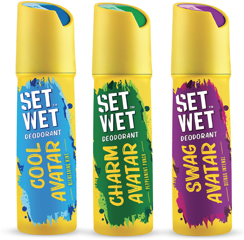 Set Wet Cool, Charm And Swag Avatar Deodorant Spray – For Men(450 Ml, Pack Of 3)