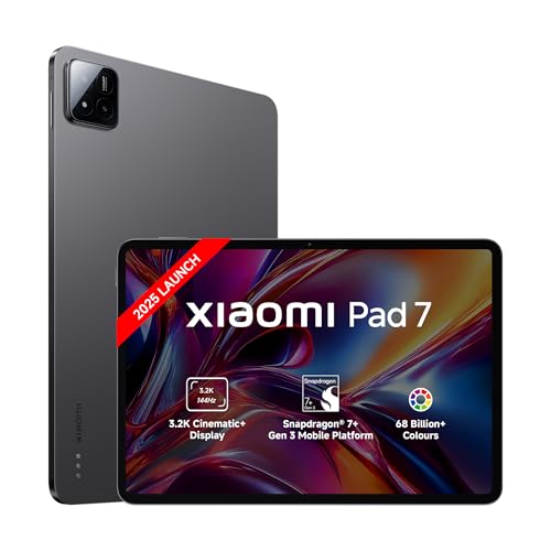 Xiaomi Pad 7 |Qualcomm Snapdragon 7+ Gen 3 |28.35Cm(11.16″) Display |8Gb, 128Gb |3.2K Crystalres Display |Hyperos 2 |68 Billion+ Colours |Dolby Vision Atmos |Quad Speakers |Wi-Fi 6 |Graphite Grey