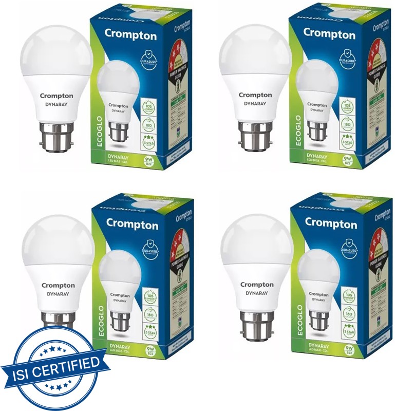Crompton 9 W Basic Standard B22 Led Bulb(White, Pack Of 4)