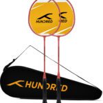 Hundred Powertek Star Yellow Strung Badminton Racquet(Pack Of: 2, 78 G)