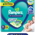 Pampers All Round Protection Diaper Pants, Anti Rash Blanket, Lotion With Aloe – New Born(54 Pieces)