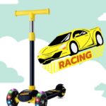 Miss & Chief Adjustable Scooter With Led Lights, Foldable Design, Extra Wide Brakes(Black)