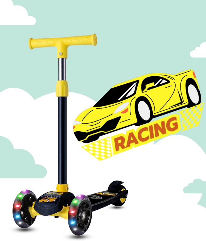 Miss & Chief Adjustable Scooter With Led Lights, Foldable Design, Extra Wide Brakes(Black)