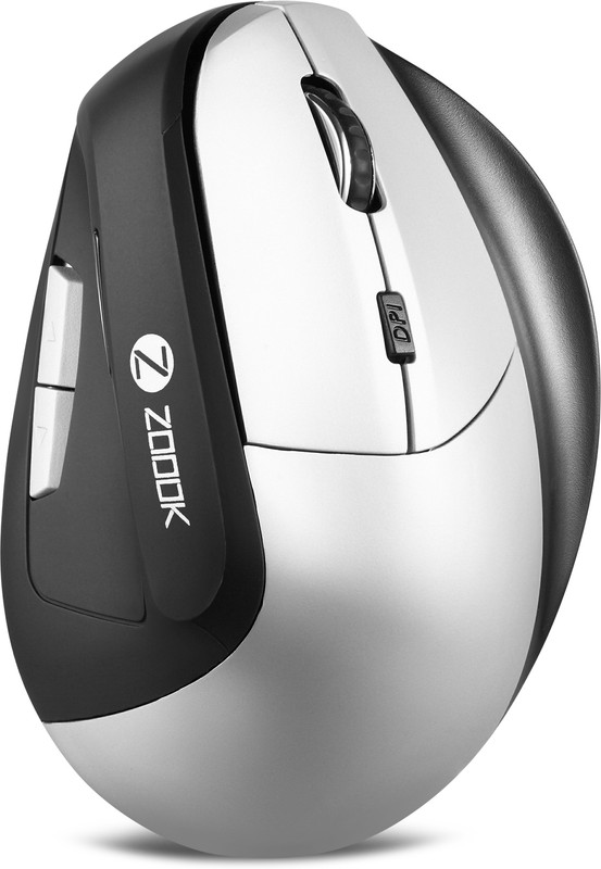 Zoook Infinite Vertical Mouse,6 Buttons,Ergonomic High Precision Sensor, Auto Turn Off Wireless Optical Mouse(2.4Ghz Wireless, Silver)