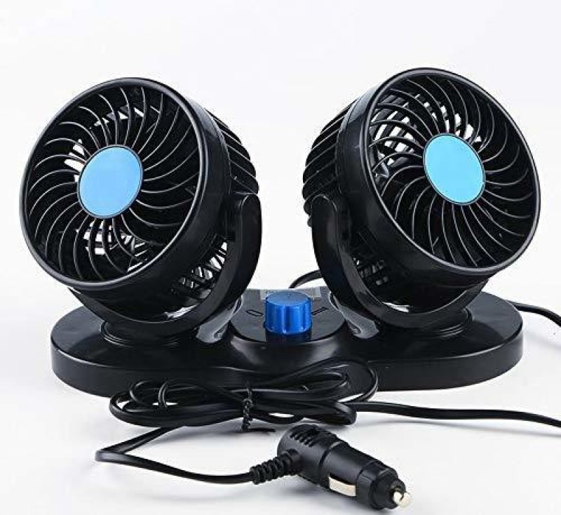 Lavitra 12V Electric Auto Cooling Fan 360 Rotatable Dual Head Speed Rear Seat Air Fan Car Interior Fan(12 V)