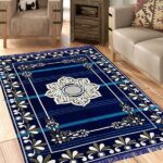 Nature A Blue Cotton Carpet(4 Ft,  X 6 Ft, Rectangle)