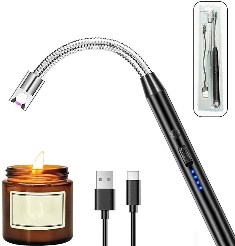 Deodap Usb Rechargeable Flexible Arc Lighter – Windproof & Flameless Plasma Design Plastic Electronic Gas Lighter(Multicolor, Pack Of 1)