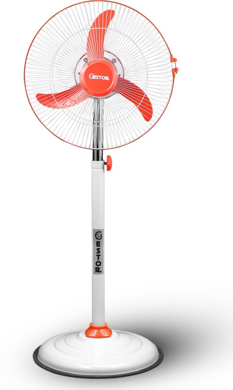 Gestor Storme Bullet Heavy Duty Ultra High Speed 400 Mm 3 Blade Pedestal Fan(White Orange | Pack Of 1)