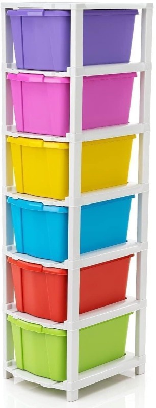 J K International 6 Compartments Plastic Modular Drawer(Multicolor)