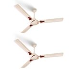 Longway Creta P2 1200 Mm/48 Inch Ultra High Speed 3 Blade Anti-Dust Decorative Star Rated Ceiling Fan (Ivory, Pack Of 2)