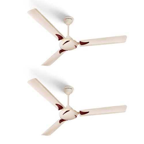 Longway Creta P2 1200 Mm/48 Inch Ultra High Speed 3 Blade Anti-Dust Decorative Star Rated Ceiling Fan (Ivory, Pack Of 2)