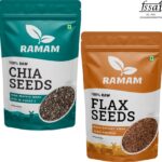 Ramam Chia & Flax Seeds Combo | High Dietary Fiber & Protein |Omega 3| Black Chia Seeds, Brown Flax Seeds(500 G, Pack Of 2)